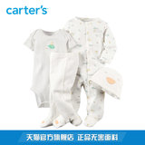 Carter's4件套装白长短袖连体衣帽子新生儿全棉婴儿童装121D646