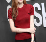 2015韩版春装新款女装半高领短袖针织打底衫修身半袖纯色显瘦毛衣
