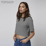 TOPSHOP2016春夏新款女士条纹短款修身短袖T恤04S02JNAV