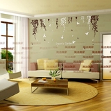 绿色树叶立体墙贴 客厅沙发电视背景 3D浮雕 树枝 鸟 字母亚克力