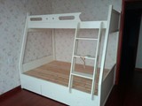 贝力克-定制实木家具 卧室家具 橡木双人床 高低床实木白