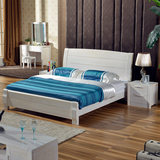 全实木床榆木床1.8米双人床高箱储物床白色床开放漆pk水曲柳床