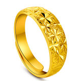 24k黄金戒指男女款满天星黄金戒指情侣对戒结婚开活口指环不掉色
