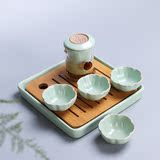 茶具陶瓷双耳茶具普洱茶泡茶器旅行便携茶具玻璃冲茶器汝窑红花茶
