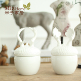 米子家居 欧式简约装饰品创意陶瓷罐动物立体可爱摆件 小王子鹿角