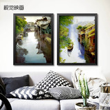 中式风景装饰画江南水乡挂画现代客厅沙发墙画玄关餐厅壁画有框画