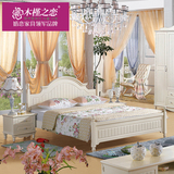 木槿之恋板式床韩式田园双人床1.8米1.5实木质床白色雕花欧式家具
