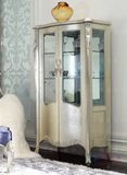 欧式家具新古典酒柜 实木香槟银箔双门玻璃酒柜 展示柜 可定做