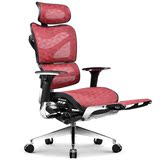 泉琪 高端人体工学电脑椅子 护腰网布转椅办公椅可躺老板椅带脚踏