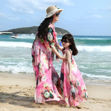 女童连衣裙夏装雪纺儿童长裙沙滩裙度假中大童母女装亲子装海边裙