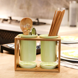 家用陶瓷筷子筒双筒筷子笼筷架筷筒沥水餐具笼筷子盒筷笼套装韩式