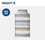 NIGHT'S夜家居床上用品三件套印花全棉斜纹床单北欧情调纯棉被套