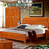 美林家具 实木双人床 红橡木双人床1.8米中式田园简约现代婚床