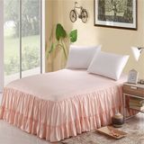 韩版纯棉床裙床罩欧式全棉纯色粉色白床套1.2米1.5m1.8米单件包邮
