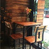 美式乡村实木家具铁艺做旧复古酒吧餐桌椅仿古餐桌餐椅桌椅套件