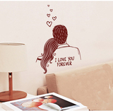 浪漫情侣背影墙贴画 唯美卧室温馨贴纸 卡通随意贴客厅玻璃床头贴