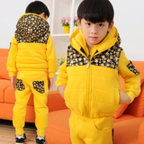 童装男童冬装套装 2015加绒加厚儿童韩版休闲保暖卫衣三件套潮