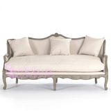 出口法国实木家具复古实木沙发 欧式长椅路易十五式实木沙发