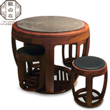 现代简约素雅实木布面矮凳老榆木禅意多边形圆凳客厅会所茶楼茶凳