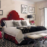 美式布艺双人床 北欧宜家软床红色婚床 简约现代样板间软床公主床