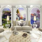 3D立体环保整张欧式罗马柱壁纸画 客厅卧室空间延伸背景墙纸 油画
