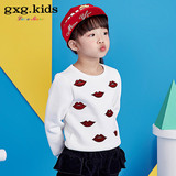 gxg kids童装女童春秋套头卫衣红唇印花儿童卫衣外套新款F5431003