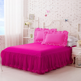 纯棉纯色酒店床上用品全棉缎条床裙床罩式床单床笠床套单件1.8m床