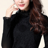2016春季新款韩版女装修身显瘦蕾丝打底衫加绒加厚长袖保暖小衫女