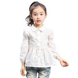 童装女童秋装2015新款韩版休闲纯白色衬衫宝宝长袖蕾丝套头衬衣