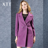 XTT2015秋冬新品女中长款羊毛绒大衣小香风品牌名媛修身毛呢外套