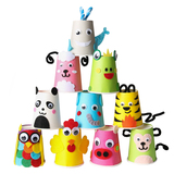 彩色动物纸杯材料包幼儿园手工制作材料diy儿童创意粘贴益智玩具