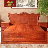 鸿日红木家具红木床1.8米雕刻缅甸花梨木双人床大果紫檀大床中式
