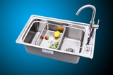 水槽304不锈钢74*45大单槽 洗菜盆 厨房水盆 华尔顿顶级配置正品