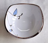 清仓特价 清新日式 蓝色枝叶 元宝方碗 甜品碗 吃饭碗 陶瓷碗