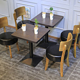 复古洽谈桌椅 咖啡厅西餐厅橡木桌椅 新款甜品店奶茶店桌椅组合