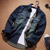 2016新款春季牛仔衬衫男士韩版修身休闲长袖牛仔衬衣男装外套薄潮
