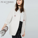 太平鸟女装2016春季新品韩版双排扣茧型外套优雅七分袖显瘦外套女