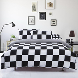 欧美纯色黑白四件套床上用品4件套 个性床单被套条纹榻榻米专属