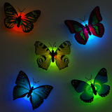 七彩蝴蝶小夜灯可粘贴发光小夜灯 客厅卧室床头灯装饰氛围小夜灯
