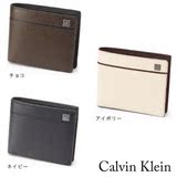 日本正品代购直邮Calvin Klein对折男女简单时尚真皮多层短款钱包