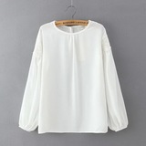 外贸原单剪标尾货女装春季品牌出口日本余单百搭套头长袖白衬衫