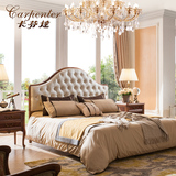 卡芬达 欧式田园新婚床 1.8米双人床深色古典大床  韩式高箱床