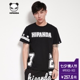 HIPANDA 你好熊猫 新款 设计潮牌 男款 前短后长72 短袖 圆领 T恤