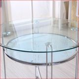 钢化玻璃桌洽谈桌 钢化圆餐桌双层双层钢化玻璃餐桌双层圆桌组合