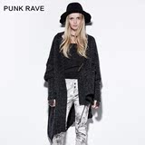 PUNK RAVE设计师品牌新品 不对称镂空破洞毛衣开衫羊毛外套