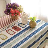 AZX宜家铁塔田园餐桌桌布茶几布艺纯色桌布 红蓝条纹桌布格子餐桌