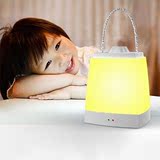 创意 LED节能插充电拍小夜灯 手提墙挂式调光开关卧室床头睡眠定?