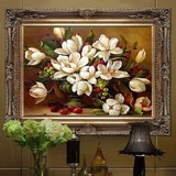 欧式油画花卉古典美式装饰画餐厅画横幅卧室壁画客厅挂画手绘墙画