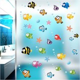 卡通浴室儿童房洗手间卫生间可移除材质防冲洗小鱼玻璃瓷砖墙贴画