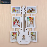 吉他个性连体相框6框6寸7寸创意组合挂墙儿童家庭照片墙相框包邮